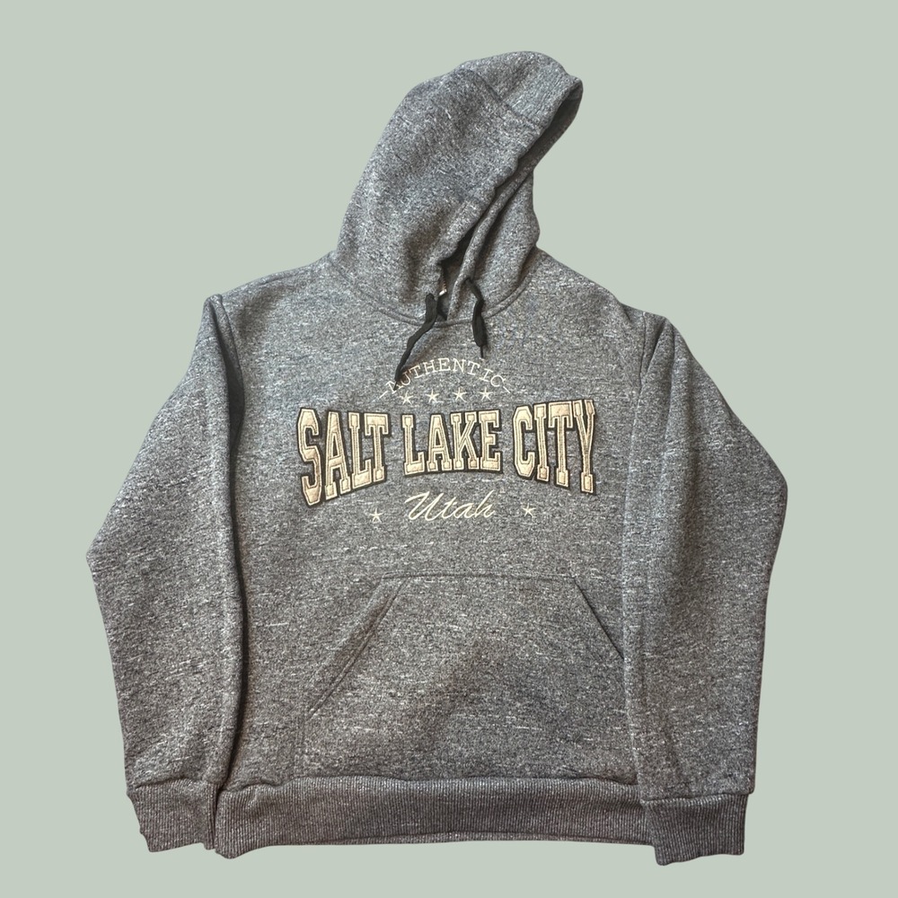 Dimco Apparel Hoodie Mens Medium Salt Lake City Utah Gray Pullover Graphic EX